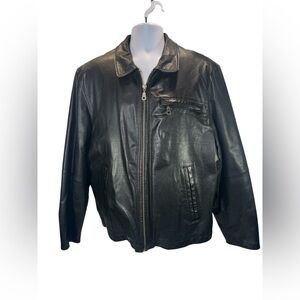 Wilsons Men's HEAVY Genuine Leather Full Zip Black Large 3M Thinsulate Jacket